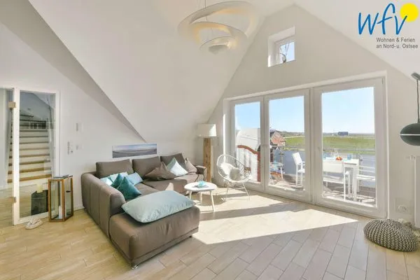 Wohnzimmer Haus Kiek in't Watt Ferienwohnung Quartier 7° Ost