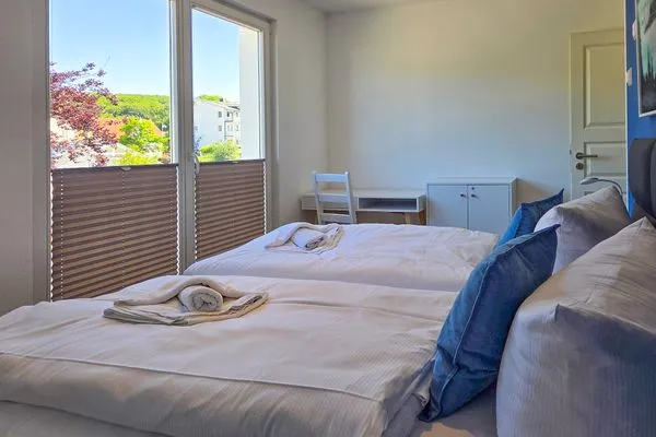 Schlafzimmer  Villa Nause, FeWo Horizont - Meerblick & SPA
