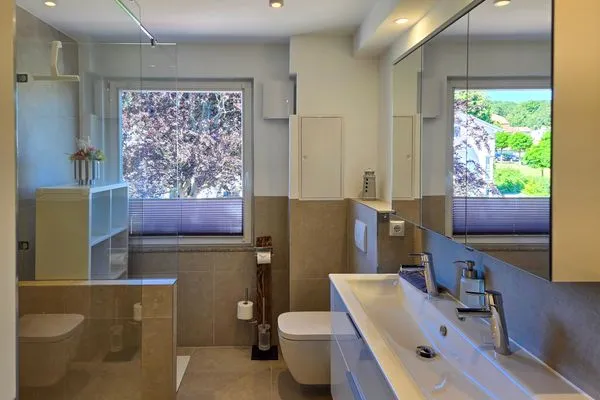 Badezimmer  Villa Nause, FeWo Horizont - Meerblick & SPA