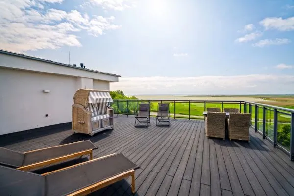 Ferienwohnung Sommersuite Ostseebad Wustrow ZweiWasser Alte Seefahrtschule Dachterrasse mit Weitblick  Sommersuite