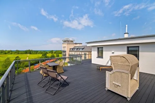 Ferienwohnung Sommersuite Ostseebad Wustrow ZweiWasser Alte Seefahrtschule Dachterrasse mit Weitblick  Sommersuite