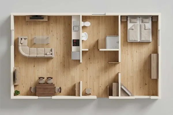 Grundriss  Apartment Brücke mit Garten, Sauna & Hot-Tube - nur 500 Meter zum Strand