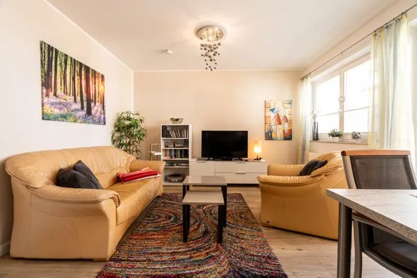 Ferienwohnung Müritzrast Waren (Müritz) - Blick ins Wohnzimmer  Müritzrast