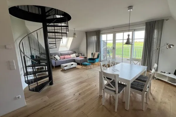 Wohnzimmer  Ferienwohnung Inselblick - bis Hiddensee und nach Mön