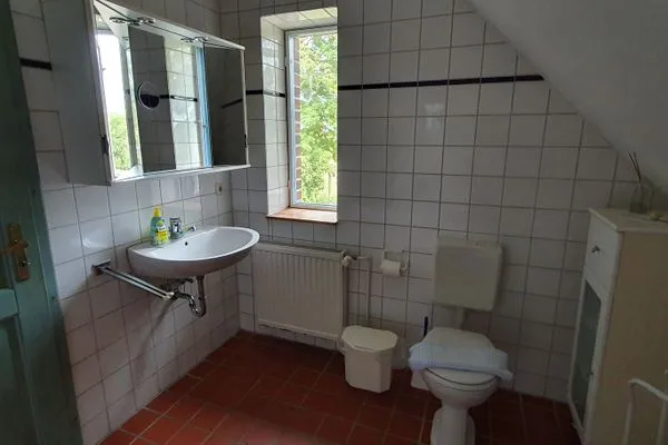 Badezimmer  Ferienwohnung im Kollhof - Ruhe und Natur im Süden Rügens