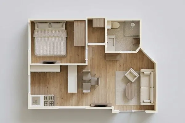 Grundriss  Ferienwohnung Küstenkind strandnah, modern eingerichtet mit Meerblick