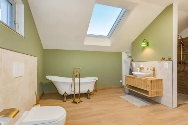 Badezimmer  Ferienhaus "Haffhus" mit Balkon, Terrasse und 2 Bädern