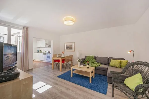 Wohnzimmer  Ferienwohnung Kanten nur 500 Meter bis zum Strand mit Sonnenterrasse