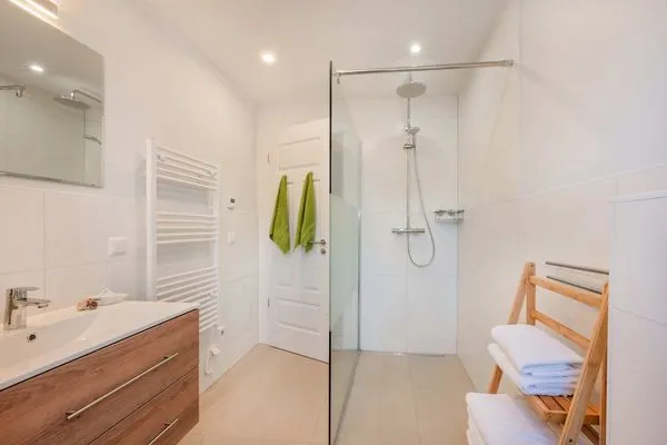 Badezimmer  Ferienhaus Haff-Sommer mit Kamin, Sauna und Terrasse