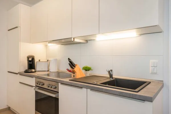 Küche / Küchenzeile  Ferienhaus Haff-Sommer mit Kamin, Sauna und Terrasse