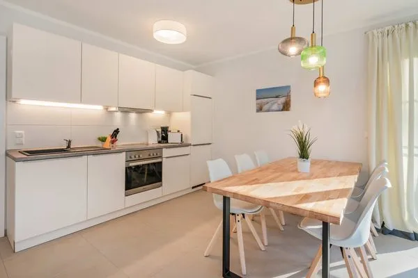 Küche / Küchenzeile  Ferienhaus Haff-Liebe mit Sauna, Kamin und Sonnenterrasse