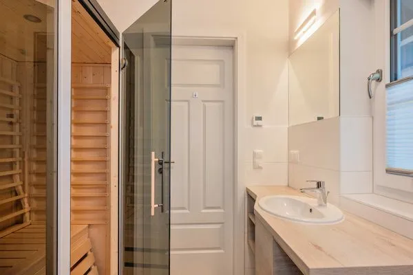 Sauna  Ferienhaus Haff-Liebe mit Sauna, Kamin und Sonnenterrasse
