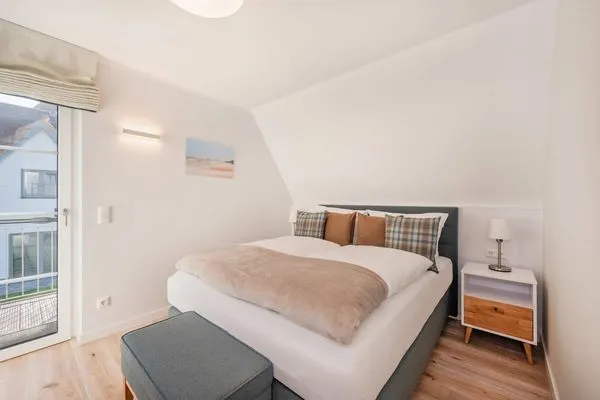 Schlafzimmer  Ferienhaus Haff-Liebe mit Sauna, Kamin und Sonnenterrasse