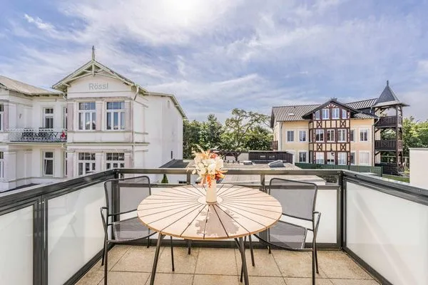 Balkon  Villa Sanke App. Sonnenschein nur 200 Meter zum Strand mit Balkon