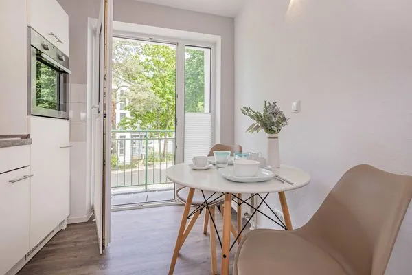 Küche / Küchenzeile  Ferienwohnung Lieblingseck nur 400 m zum Strand mit Balkon