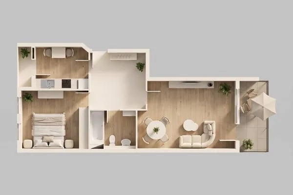 Grundriss  Ferienwohnung Lieblingseck nur 400 m zum Strand mit Balkon