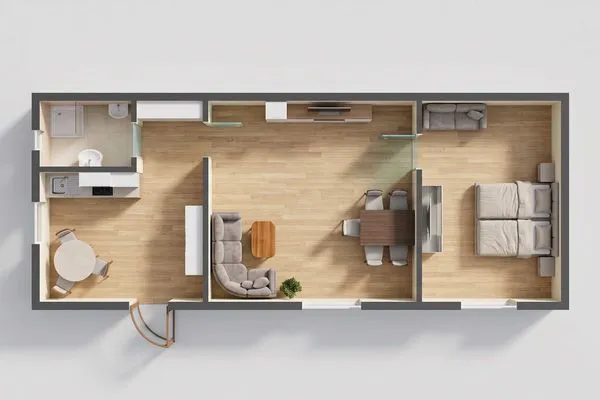 Grundriss  Ferienwohnung Kristin mit Garten und Terrasse