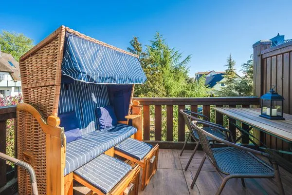 Balkon  Ferienwohnung Inselzeit auf 2 Etagen mit Strandkorb und Balkon