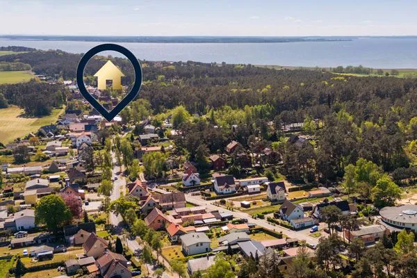 Vogelperspektive  Ferienwohnung Inselzeit auf 2 Etagen mit Strandkorb und Balkon
