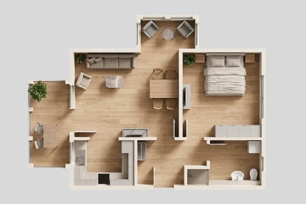 Grundriss  Ferienwohnung Koralle nur 500 m zum Strand mit Balkon