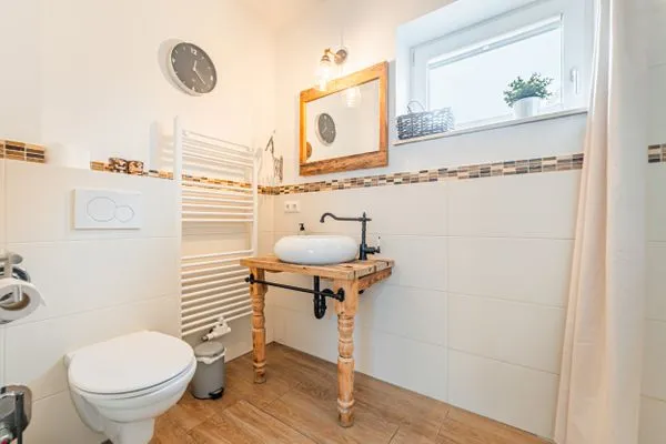 Badezimmer  Ferienwohnung Shabby-Chick Eckernförde