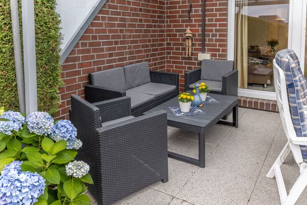  Ferienhaus Mühlenblick 37 Carolinensiel - Terrasse