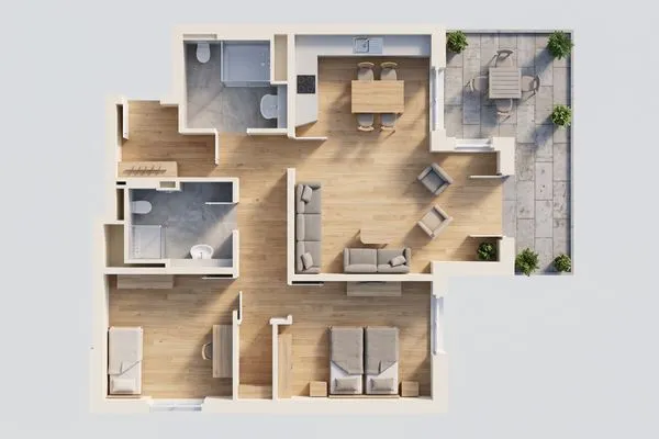 Grundriss  Ferienwohnung Klippenblick mit Sauna, Kinderspielbereich und Fitnessraum