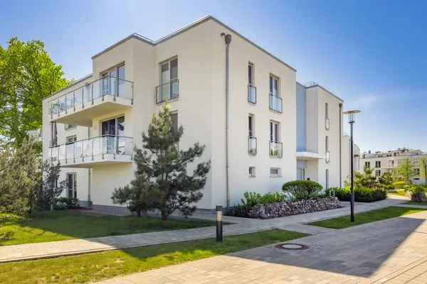Fassade / Eingang  Ferienwohnung Meerzeit mit Sauna, Balkon und Wellnessbereich