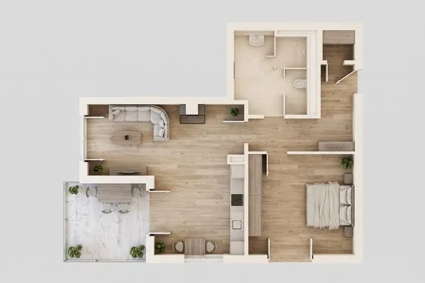 Grundriss  Ferienwohnung Meerzeit mit Sauna, Balkon und Wellnessbereich