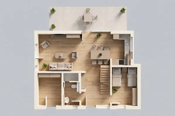 Grundriss  Ferienhaus Reethus bei den Wassern mit Sauna, Kamin und Terrasse