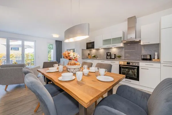 Wohnzimmer  Ferienhaus Meeresrauschen nur 700 m zum Strand mit Terrasse