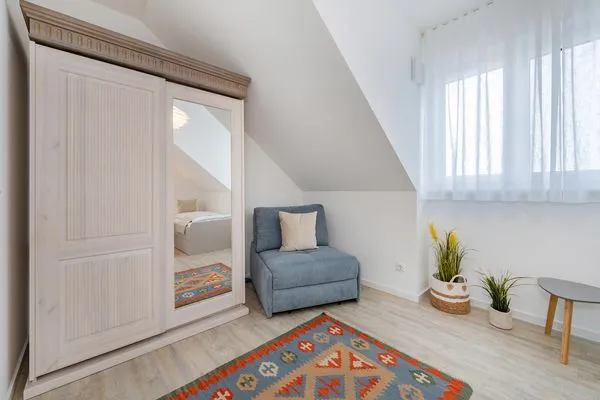 Schlafzimmer  Ferienhaus Meeresrauschen nur 700 m zum Strand mit Terrasse