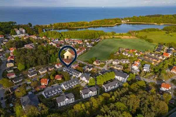 Vogelperspektive  Ferienhaus Meeresrauschen nur 700 m zum Strand mit Terrasse