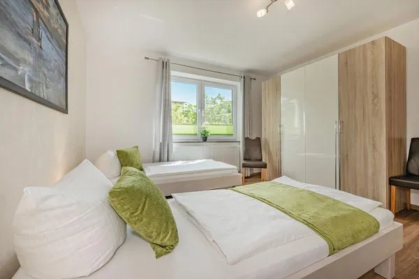 Schlafzimmer  Ferienwohnung Stranddüne nur 800 m zum Strand mit Terrasse