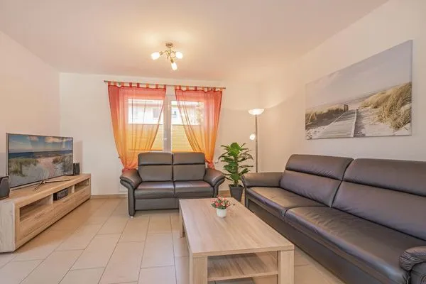 Wohnzimmer  Ferienwohnung Stranddüne nur 800 m zum Strand mit Terrasse