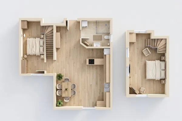 Grundriss  Ferienwohnung Seeschloss auf 2 Etagen mit Meerblick