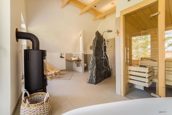 Sauna  Ferienhaus Reethäus'l mit Whirlpool, Sauna, Kamin und Terrasse