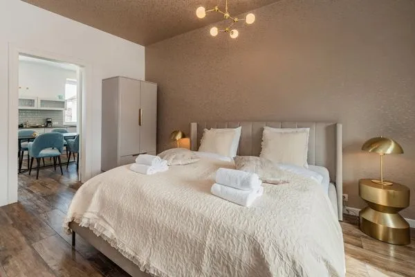Schlafzimmer Haus Skanska App. Landskrona mit Balkon und nur 100 m bis zum Strand