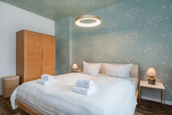 Schlafzimmer Haus Skanska App. Landskrona mit Balkon und nur 100 m bis zum Strand