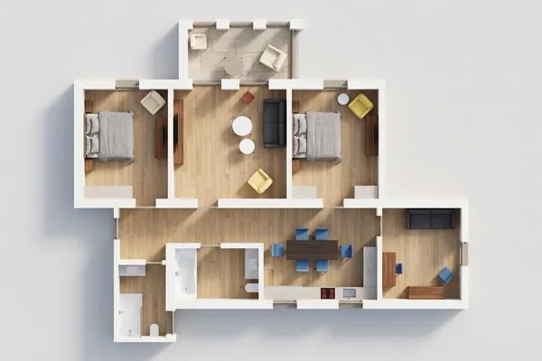 Grundriss Haus Skanska App. Landskrona mit Balkon und nur 100 m bis zum Strand