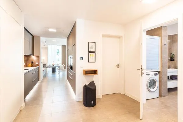 Wohnzimmer  Apartment Edelweiss mit Sauna, Terrasse und privaten Zugang zum Haff