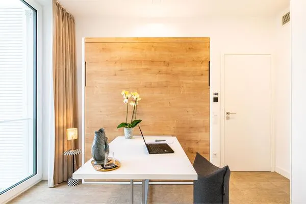Wohnzimmer  Apartment Edelweiss mit Sauna, Terrasse und privaten Zugang zum Haff