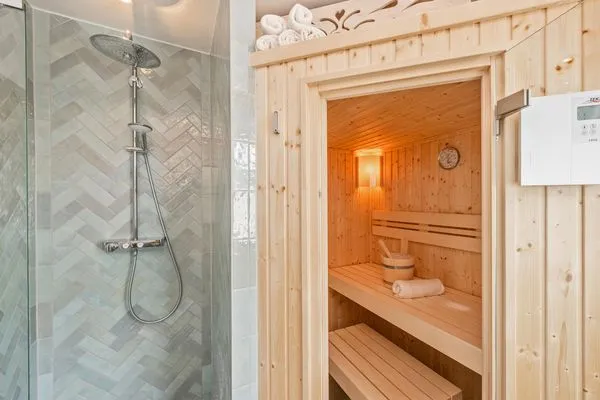 Sauna  Ferienhaus Auszeitfischer mit Sauna, Kamin und Terrasse