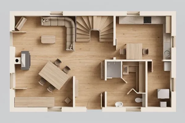 Grundriss  Ferienhaus Auszeitfischer mit Sauna, Kamin und Terrasse