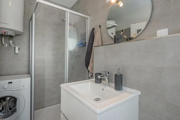 Badezimmer  Ferienwohnung Inselzauber nur 250 m zum Strand mit Terrasse und Kamin