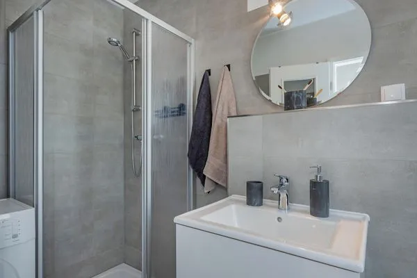 Badezimmer  Ferienwohnung Inselzauber nur 250 m zum Strand mit Terrasse und Kamin