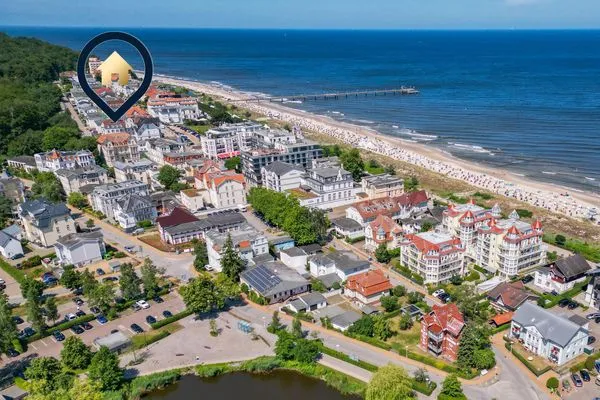 Vogelperspektive  Ferienwohnung Meeresruh nur 150 m zum Strand mit Balkon
