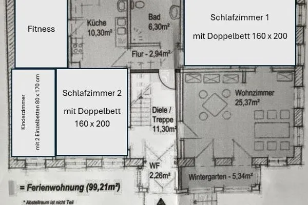 Grundriss mit Zimmerübersicht  Villa Rosa