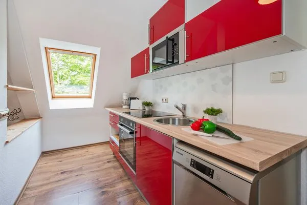 Küche / Küchenzeile  Ferienwohnung Am Bahnhof mit 2 Bädern und nur 700 m zum Strand