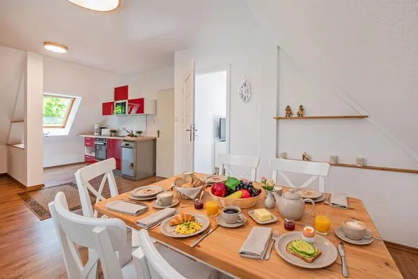 Küche / Küchenzeile  Ferienwohnung Am Bahnhof mit 2 Bädern und nur 700 m zum Strand